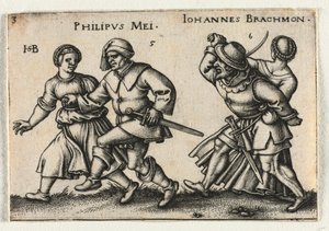 Die Bauernhochzeit oder die zwölf Monate: 5-Philipus Mei 6-Johannes Brachmon, 1546 von Hans Sebald Beham