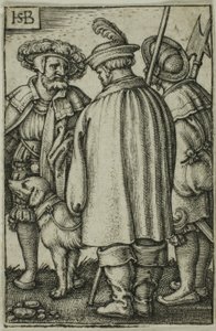 Drei Soldaten und ein Hund von Hans Sebald Beham