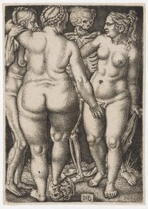Drei Frauen und Tod, ca. 1546-50 von Hans Sebald Beham