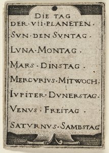 Titelseite, aus Die sieben Planeten mit den Tierkreiszeichen von Hans Sebald Beham