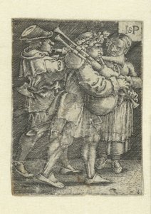 Zwei Musiker und ein Mädchen von Hans Sebald Beham