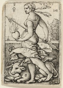 Venus, Platte fünf aus Die sieben Planeten mit den Tierkreisen von Hans Sebald Beham