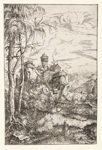 Landschaft mit Schloss und Brücke