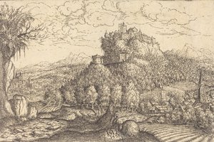 Landschaft mit einem Schloss in der Mitte, 1553 von Hans Sebald Lautensack