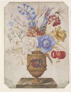Blumen in einer vergoldeten Vase mit dem Wappen von Holstein-Gottorp