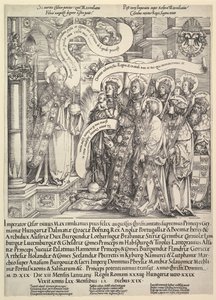 Maximilian, präsentiert von seinen Schutzheiligen dem Allmächtigen, 1519