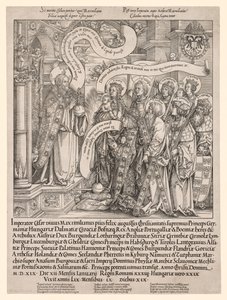 Der Kaiser Maximilian wird von seinen Schutzheiligen dem Allmächtigen vorgestellt