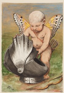 Cherub mit Helm von Hans Thoma