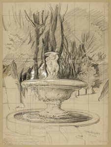 Brunnen mit Putti im Garten der Villa Borghese von Hans Thoma