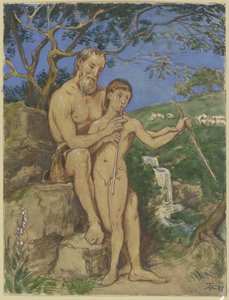 Alter und junger Faun von Hans Thoma