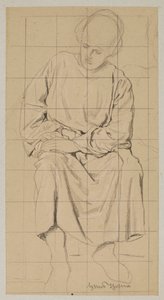 Studie einer sitzenden Figur in langer Robe