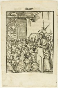 Christus predigt, aus Leben Jesu Christi, Tafel 19 aus Holzschnitten aus Büchern des XVI. Jahrhunderts von Hans Wechtlin I