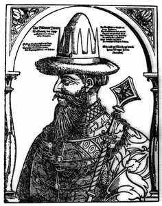 Porträt von Iwan IV. dem Schrecklichen (1533 - 1584), russischer Zar. Holzschnitt von Hans Weygel