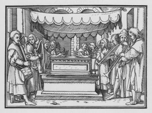 David bestimmt eine Gruppe von Sängern und Musikern, um den Herrn zu preisen, 1 Chroniken XVI, 4 von Hans after Holbein the Younger