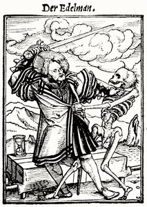 Tod und der Edelmann, aus Der Totentanz, graviert von Hans Lutzelburger, ca. 1538