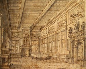 Innenansicht einer Halle von Hans or Jan Vredeman de Vries
