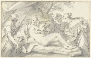 Venus inmitten von Kunst und Wissenschaft von Hans von Aachen