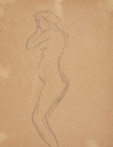 Stehendes weibliches Modell im Profil