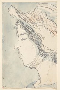 Junges Mädchen mit Hut, Profil links
