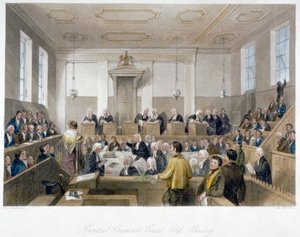 Im Central Criminal Court, Old Bailey, mit einer laufenden Verhandlung, City of London, 1840 von Harden Sidney Melville
