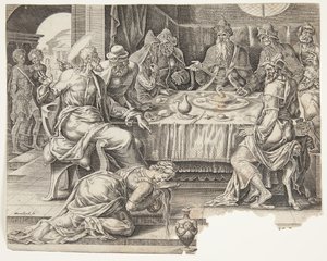 Selig sind, die da hungert und dürstet nach der Gerechtigkeit. Die Darstellung im Tempel von Harmen Jansz. Muller