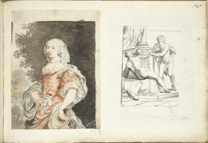 Porträt einer Frau und Venus, Amor und Mars von Harmen ter Borch (possibly)