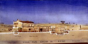 Ansicht des Säulengangs und Gartens der Villa di Papa Giulio in Rom von Harold Chalton Bradshaw