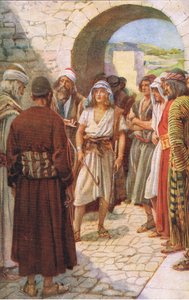 David vor Samuel gerufen, Illustration aus Bilder, die lehren Die Kronenserie, 1920 von Harold Copping