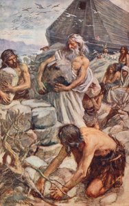 Altes Testament: Noah baut seinen Altar von Harold Copping