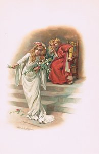 Ophelia mit dem König und der Königin, Illustration aus Hamlet von Harold Copping