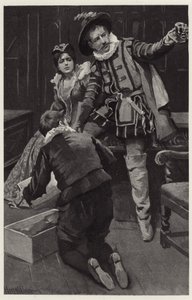 Petruchio begann erneut zu toben und sagte, die Mütze sei in einer Schüssel geformt von Harold Copping