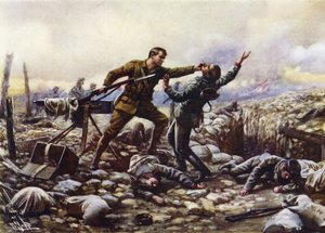 Private J Boyd von den Irish Guards erobert im Alleingang ein deutsches Maschinengewehr, Erster Weltkrieg