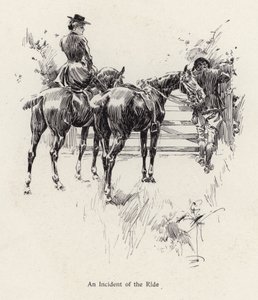 Reiter halten an, um ein Tor zu öffnen von Harrison Fisher