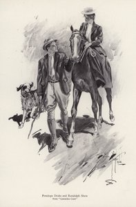 Zwei Charaktere, Penelope Drake und Randolph Shaw aus dem Roman Cowardice Court von George Barr McCutcheon (Lithografie) von Harrison Fisher