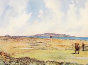 Golfplätze: Dollymount, das erste Tee, Blick Richtung Howth von Harry (1878 1950) Rountree