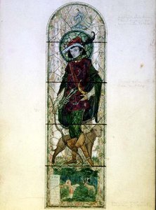 Entwurf für ein Fenster mit der Figur des Heiligen Hubertus von Harry Clarke