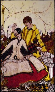 Sieben Hundstage ließen wir verstreichen, Königinnen in Glenmacnass benennen, Illustration von Harry Clarke aus 