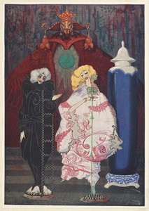 Die Schäferin und der Schornsteinfeger. "Hast du wirklich den Mut, mit mir in die weite Welt zu gehen?" fragte der Schornsteinfeger. von Harry Clarke