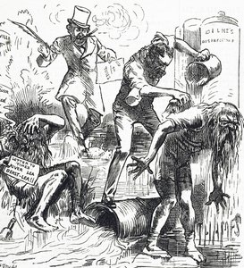 Karikatur, die die Themse und den Lea-Fluss wegen ihres schmutzigen Zustands angreift von Harry Furniss