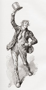 Mark Tapley. Illustration von Harry Furniss für den Charles Dickens Roman Martin Chuzzlewit, aus der Testimonial Edition, veröffentlicht 1910.