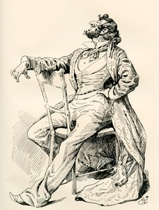 Mr. Alfred Mantalini. Illustration von Harry Furniss für den Charles Dickens Roman Nicholas Nickleby, aus der Testimonial Edition, veröffentlicht 1910 von Harry Furniss