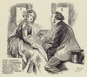 Mrs. Manning, die Mörderin, fasziniert einen Fremden im Zug während der Flucht vor der Verhaftung von Harry Furniss
