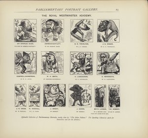 Die Royal Westminster Academy - Vorstellung, wie Politiker sich gegenseitig malen könnten von Harry Furniss