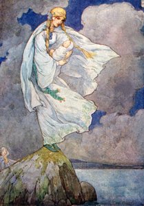 Sie hatte das Baby auf einen großen grauen Felsen gebracht von Harry George Theaker