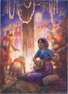 Sie kamen mit Girlanden, Lampen und Musik. Aus der Königssäule, Illustration aus 