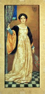 Frau mit einem Pfauenfächer von Harry George Theaker