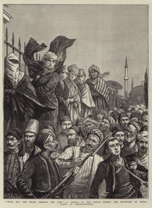Nur die Tapferen verdienen die Schöne, eine Skizze in der Menge während des Empfangs von Osman Pascha in Konstantinopel von Harry Hamilton Johnston