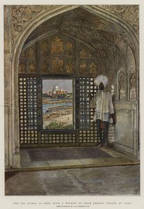 Das Taj Mahal, gesehen aus einem Fenster des Palastes von Shah Jehan in Agra von Harry Hamilton Johnston
