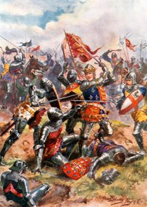 König Heinrich V. kämpft mit heldenhaftem Mut. Schlacht von Agincourt