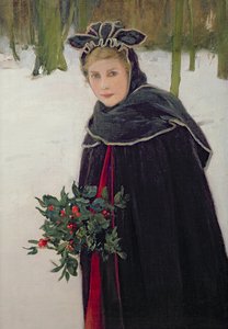 Winter - Porträt eines Mädchens in einer Winterlandschaft von Harry van der Weyden